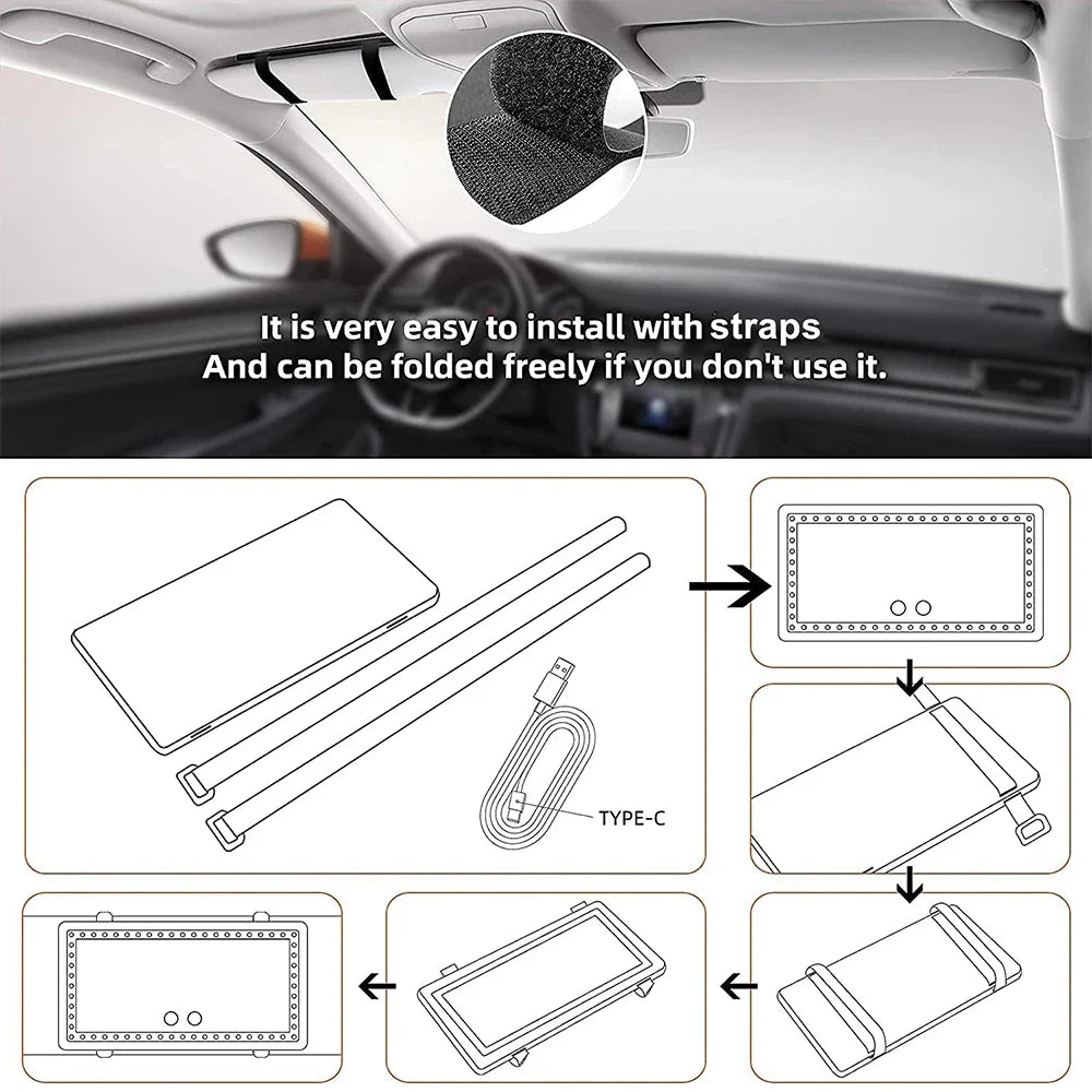 Bright Car Visor Vanity Mirror for Effortless Makeup Application