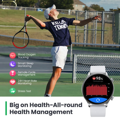 Smart watch with solar charging and advanced fitness tracking