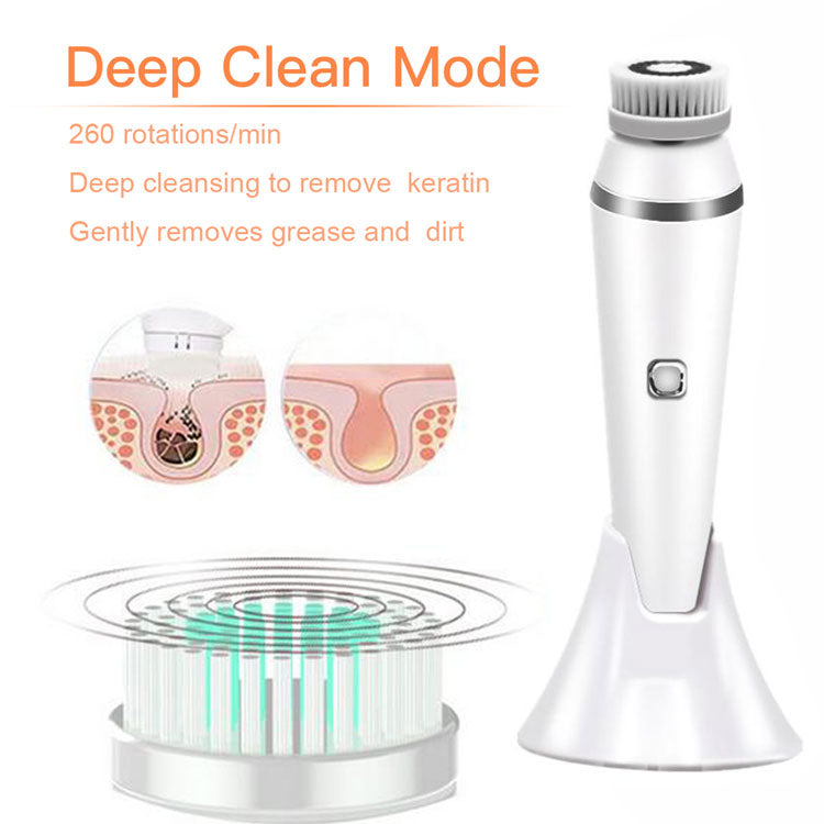 Facial Cleansing Brush With Waterproof Stand And Replaceable Heads