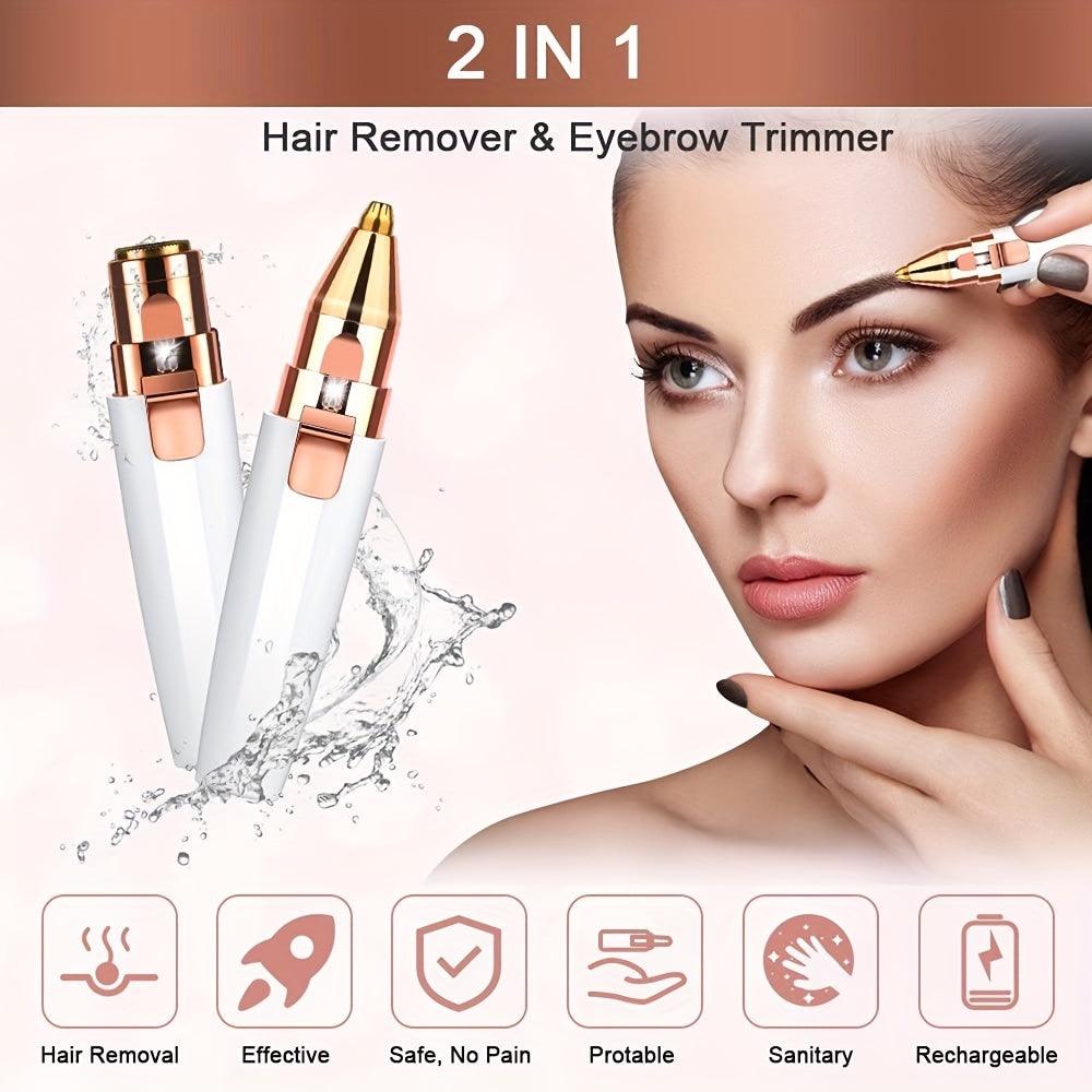 Rechargeable Eyebrow Trimmer And Facial Hair Remover With LED Light