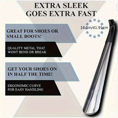 Extra-Long Stainless Steel Shoehorn with Comfort Grip Handle