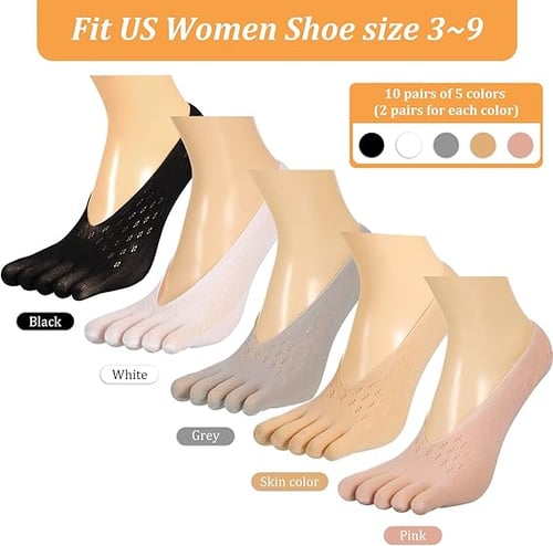 Ultra-Thin Five-Toe Socks for Breathable Comfort - 5 Pairs