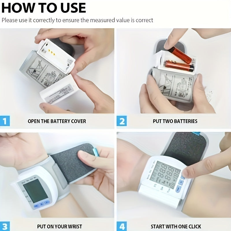 Digital Wrist Blood Pressure Monitor With Large LCD Display