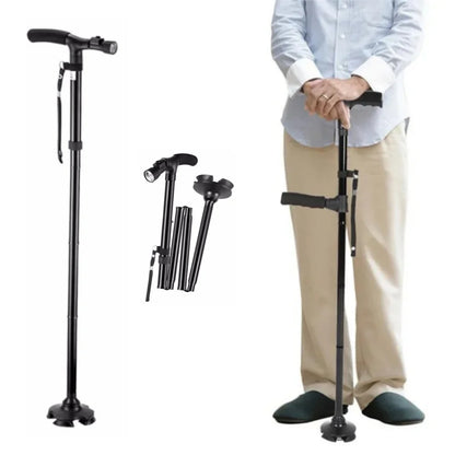 Adjustable Folding Walking Stick - Non-Slip Trekking Pole for Stability