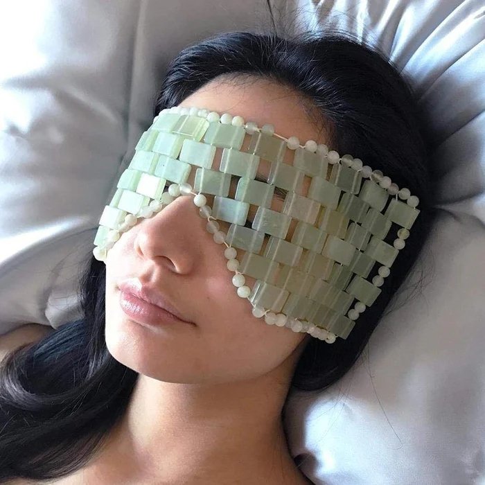 Jade And Rose Quartz Eye Mask - Anti-Aging Hot Or Cold Massager