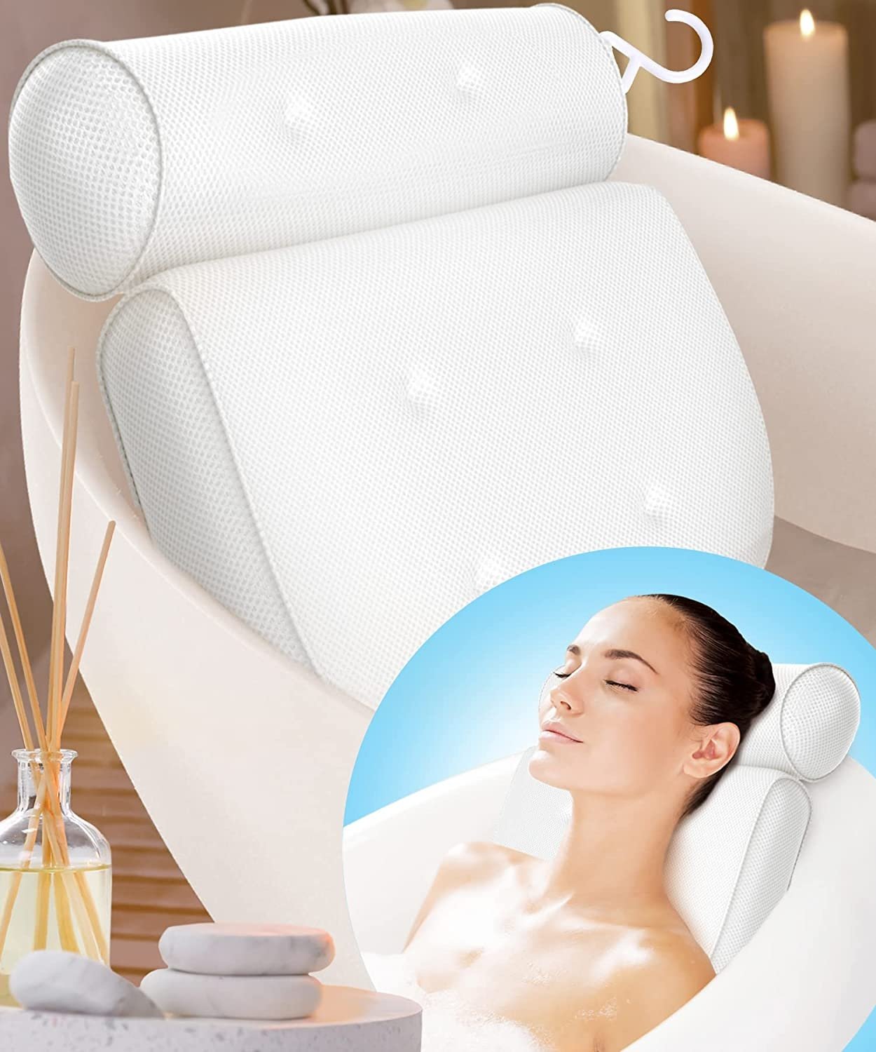 Orthopedic Bath Pillow: Breathable 3D Mesh Headrest Cushion